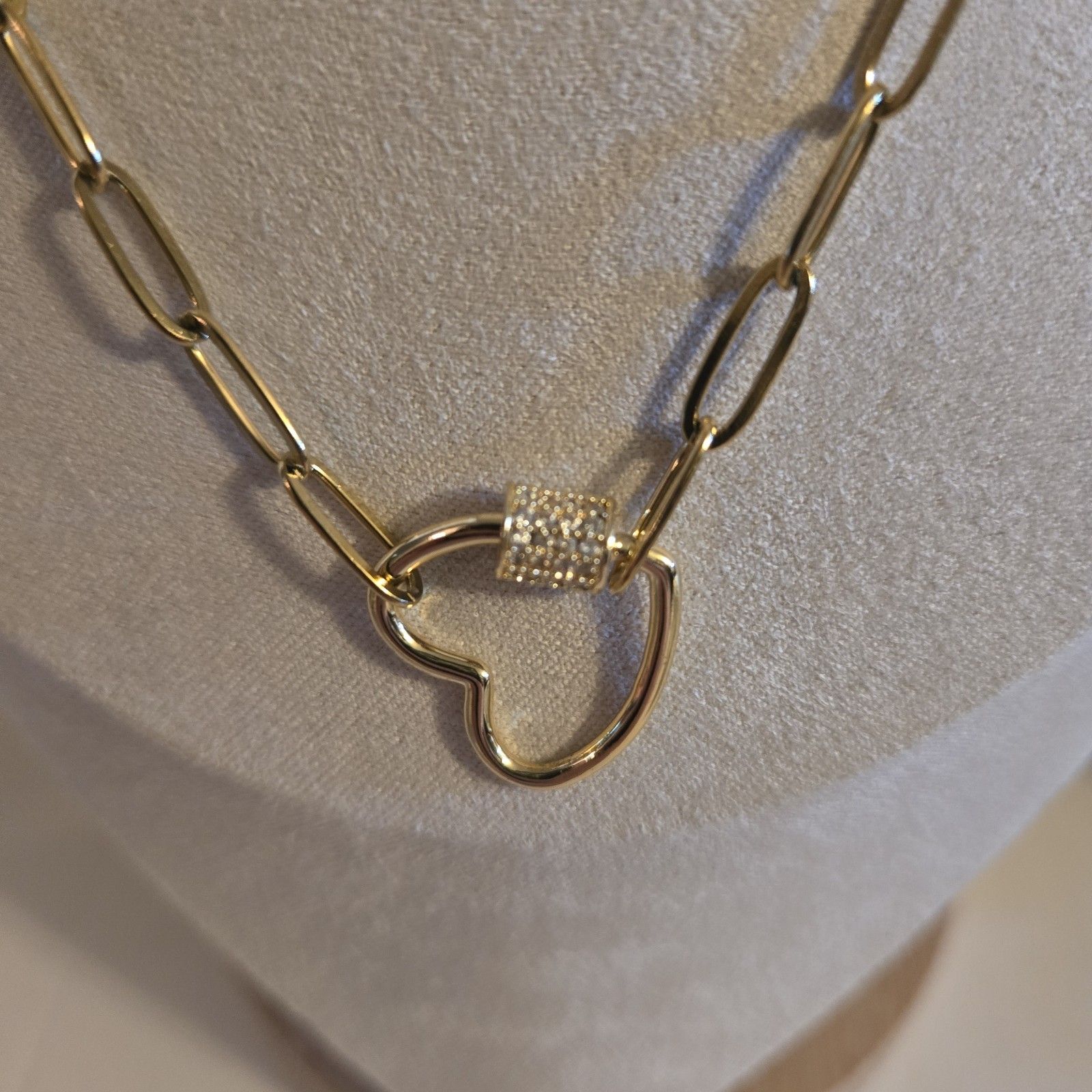 Wantable Heart Necklace Paperclip Chain Link 18k Gold Plated New With Box — image 2 of 5